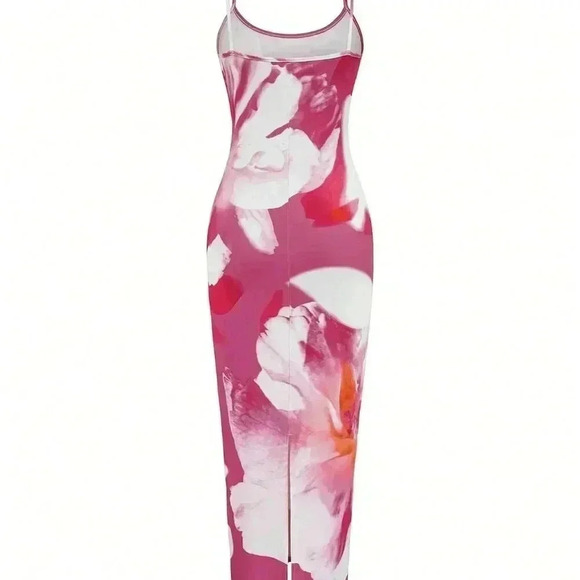 Pink Casual Women's Floral Print Sleeveless Mini Dress - Picture 4 of 5
